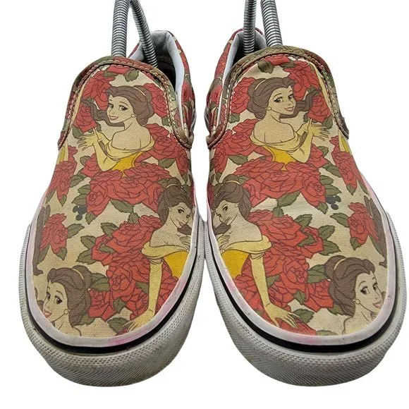 Vans Disney Beauty and The Beast Belle Rose Womens Slip On Skate Shoes Size 8.5 - Picture 2 of 12